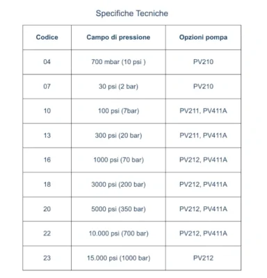 DPI 104 indicatore digitale di pressione - specifiche tecniche